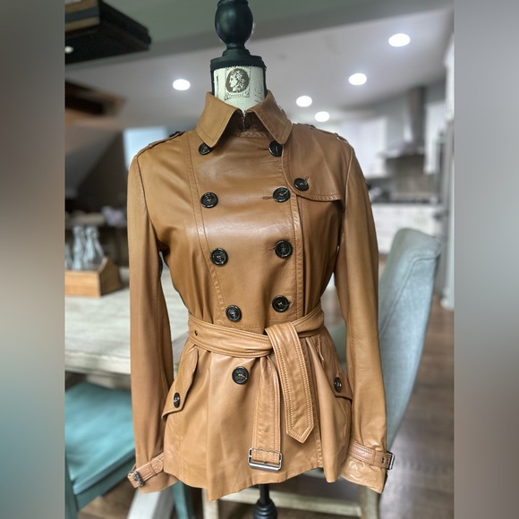 Burberry London Lambskin Leather Trench Jacket - Picture 3 of 16